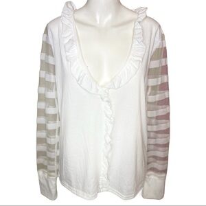 Misslook Ruffled Blouse with Mesh Striped Sleeves Size M